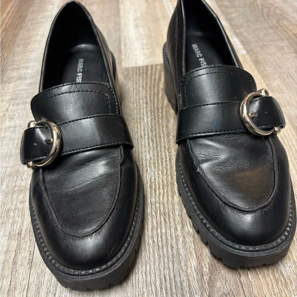 MARC FISHER Dancy 2 Chunky Lug Sole Bridle Bit Loafers